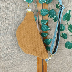 Sac banane enfant- en velours côtelé caramel – Fait main