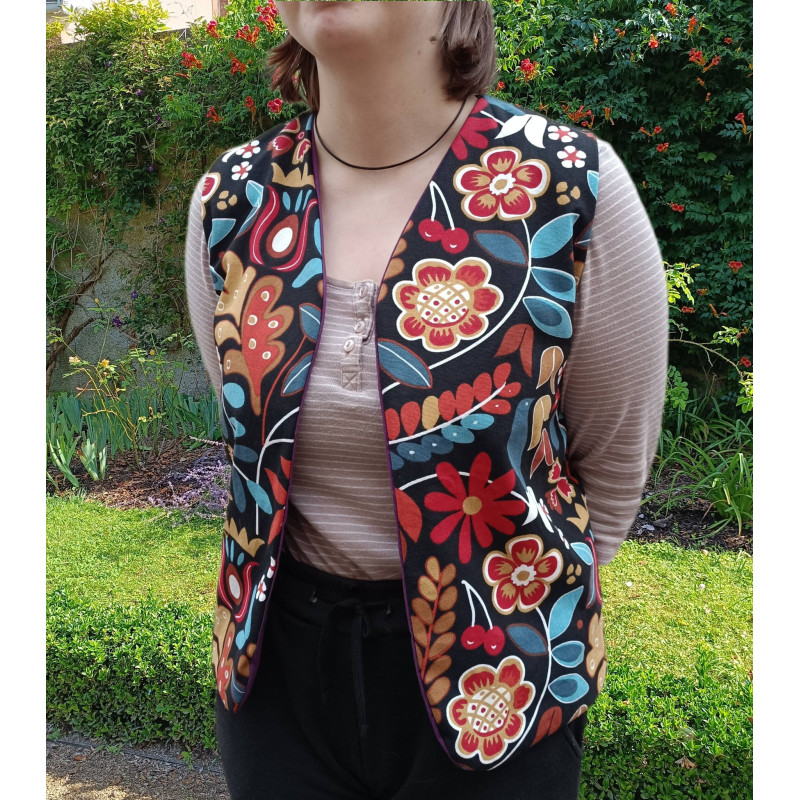 Gilet sans manches femme motif floral | Style bohème chic