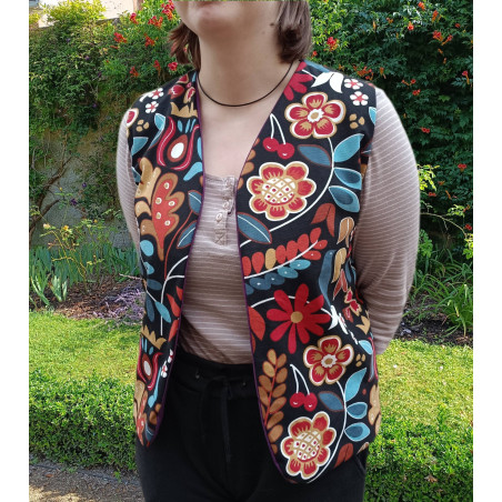 Gilet sans manches femme motif floral | Style bohème chic
