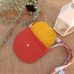Sac à main enfant terracotta – Rabat patchwork coloré – Sac en gaze de coton fait main