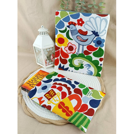 Pochette de livre en tissu coloré – Grand & Petit modèle | Protection livre originale