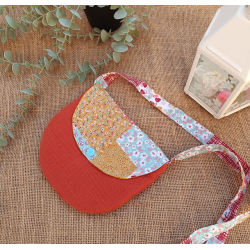 Sac à main enfant terracotta – Rabat patchwork coloré – Sac en gaze de coton fait main