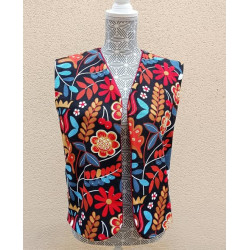 Gilet sans manches femme motif floral | Style bohème chic - taille au choix