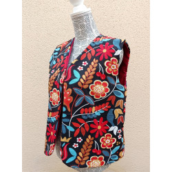 Gilet sans manches femme motif floral | Style bohème chic - taille au choix
