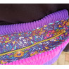 Sac bandoulière artisanal violet et fuchsia en velours – Motifs calaveras