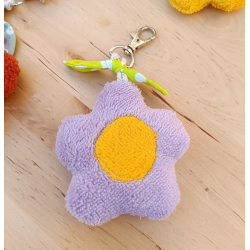 Porte-clés fleur douce en éponge microfibre – fait main – couleur au choix