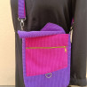 Sac bandoulière artisanal violet et fuchsia en velours – Motifs calaveras