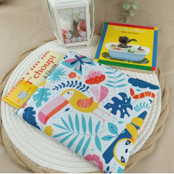 Pochette livre enfant jungle – Housse album maternelle en tissu
