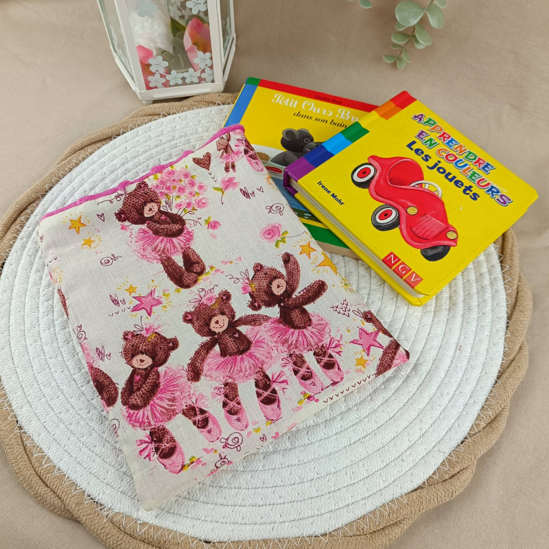 Pochette livre enfant oursons rose – petit modèle