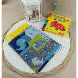Pochette livre enfant motif dinosaures – petit modèle