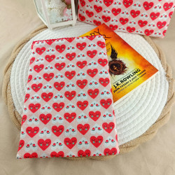 Pochette Livre Tissu Cœurs Rouges – Housse Protège Livre