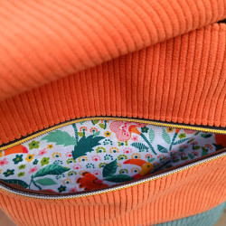 Sac bandoulière femme coloré | Motif tropical & velours côtelé