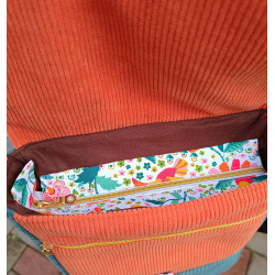 Sac bandoulière femme coloré | Motif tropical & velours côtelé