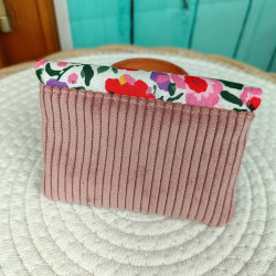 Mini pochette femme fleurie en tissu et velours côtelé – porte- carte original