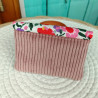Mini pochette femme fleurie en tissu et velours côtelé – porte- carte original