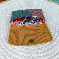 Mini pochette femme fleurie en tissu et velours côtelé – porte- carte original