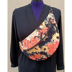 Sac banane XXL femme – Fleurs automnales – Grand format fait main