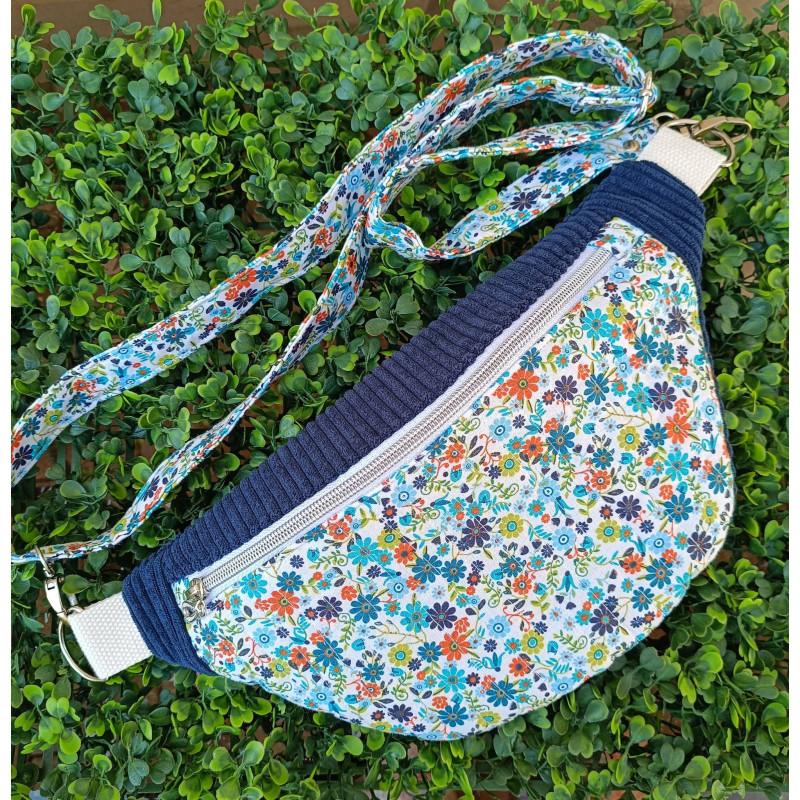 Sac banane liberty bleu – Sac fleuri chic et pratique