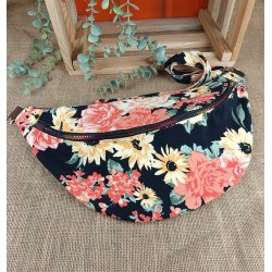 Sac banane XXL femme – Fleurs automnales – Grand format fait main