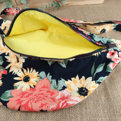 Sac banane XXL femme – Fleurs automnales – Grand format fait main