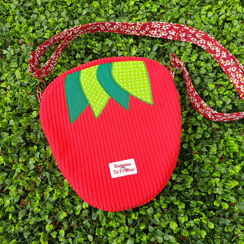 Sac fraise Anaïs - velours côtelé- artisanal I De Nature Colorée