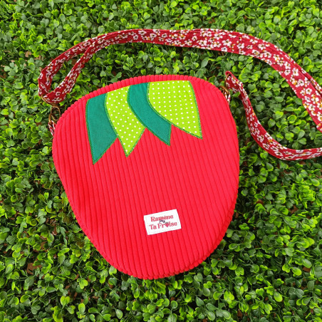Sac fraise Anaïs - velours côtelé- artisanal I De Nature Colorée