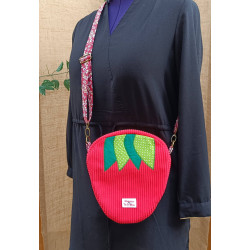 Sac fraise Anaïs - velours côtelé- artisanal I De Nature Colorée