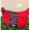 sac demi-lune artisanale en velours rouges et fleurs I De Nature Colorée