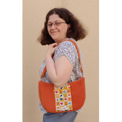 Sac demi-lune en velours côtelé orange - modèle rétro I De Nature Colorée