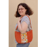 Sac demi-lune en velours côtelé orange - modèle rétro I De Nature Colorée