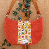 Sac demi-lune en velours côtelé orange - modèle rétro I De Nature Colorée