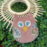 Porte-monnaie hibou en velours côtelé et tissu fleuri I fait main à Metz