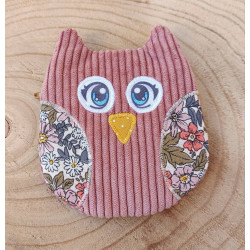 Porte-monnaie hibou en velours côtelé et tissu fleuri I fait main à Metz