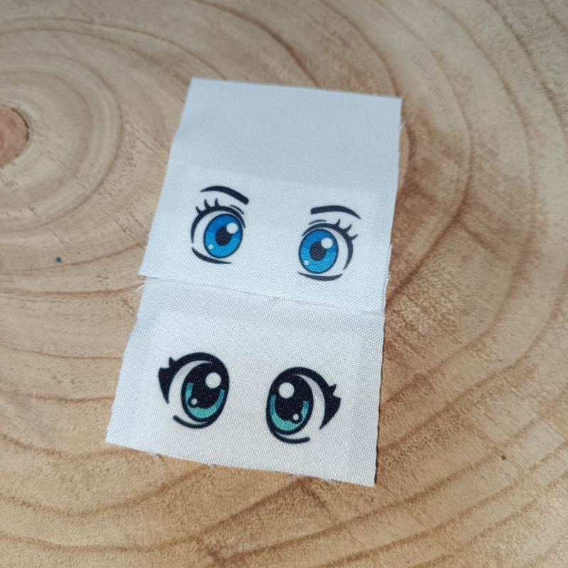 Lot de 2 paires d'yeux fait en sublimation- bleu et vert - patron hibou