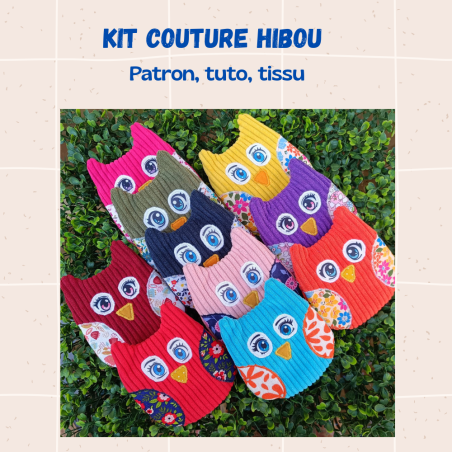 Kit complet couture- porte monnaie hibou- 10 couleurs au choix