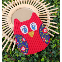 Hibou en velours côtelé artisanal I De Nature Colorée