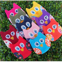 Hibou en velours côtelé artisanal I De Nature Colorée