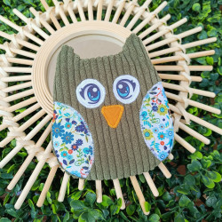 Hibou en velours côtelé artisanal I De Nature Colorée