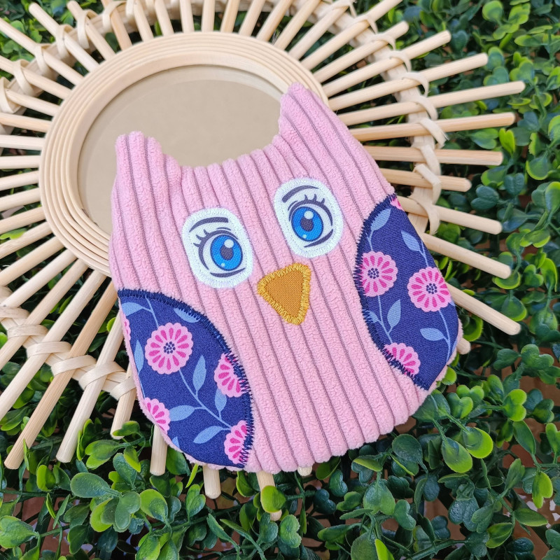 Hibou en velours côtelé artisanal I De Nature Colorée