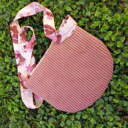 Sac bandoulière enfant en velours et ourson I fait main