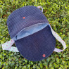 Sac bandoulière enfant velours côtelé bleu marine I fait main