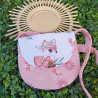 Sac bandoulière enfant en double gaze de coton fleuri - rabat renard