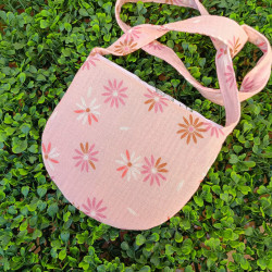 Sac bandoulière enfant en double gaze de coton fleuri - rabat renard