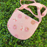 Sac bandoulière enfant en double gaze de coton fleuri - rabat renard
