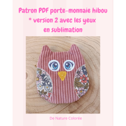 Patron couture PDF porte-monnaie hibou avec les yeux sublimation