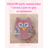 Patron couture PDF porte-monnaie hibou avec les yeux sublimation