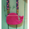 sac enfant baleine en velours rose fuchsia fait main - De Nature Colorée